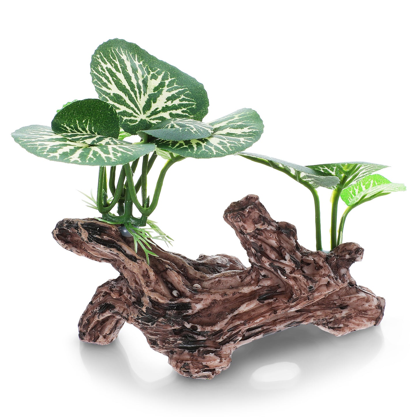 Wanmu Aquarium Decorations Fish Tank Decor, Artificial Plant Driftwood Cave Wood House, Plastic Betta Leaf Pad Foreground Ornament, Goldfish Bowl Accessories - Green