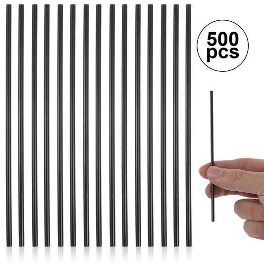 Sibba 500Pcs Black Reusable Straws, 5.12'' Cocktail Short Straws Straight Flat Drinking Straw, Durable Hard Straw for Bar Club Party Cocktails Milk Juice Tea
