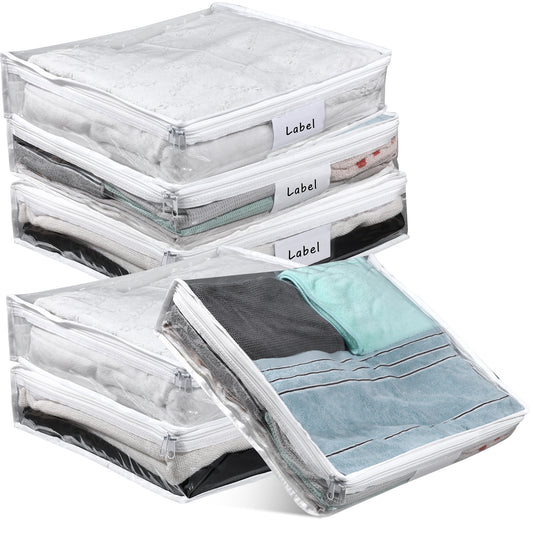 Dimeho 6 Packs Clear Zippered Storage Bags Plastic Sweater Bags with Zipper Closet Organizers Bag and Blanket Storage Bag for Linen Sweater Bed Sheet Clothes Pillow (15.35 × 13.77 × 3.7Inch)