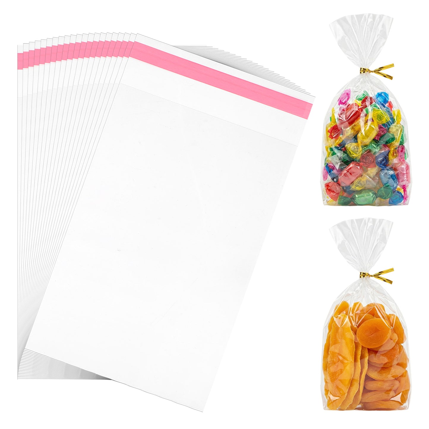 Sibba 200PCS Small Cello Bags 7 x 3.9 Clear Self Sealing Cookie Bags, Resealable Individual Sealable Cello Treat Bag for Packaging Cookies Dessert Bread Candy Donut Snack Wrappers Party Favors