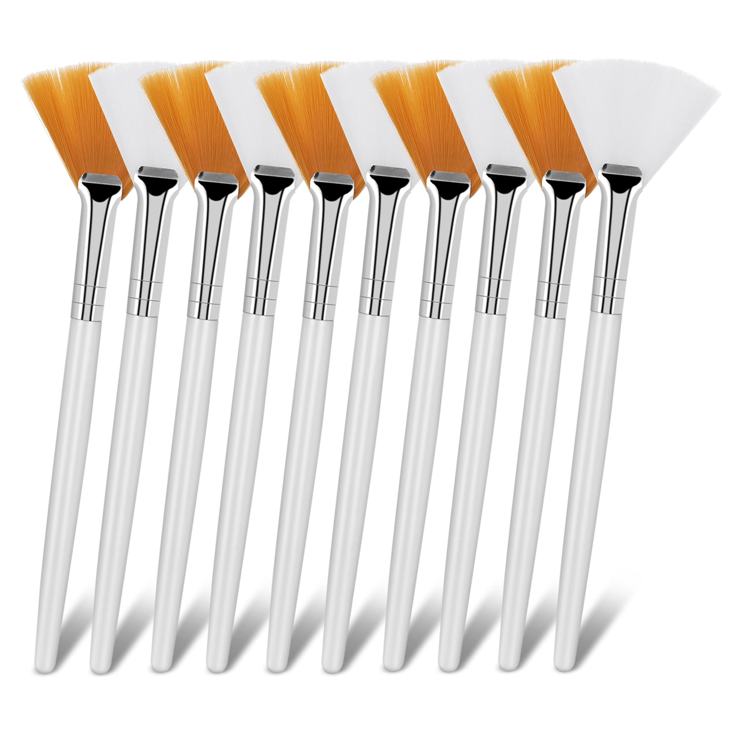 Sibba 10 Pcs Facial brushes, Fan Brushes, Acid Applicator Brush, Makeup Brush with Clear Plastic Handle Cosmetic Applying tools for Mud Face Cream (10Pcs)