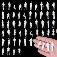 Sibba 50 Pcs Unpainted Mini People Figurines 1: 50 Scale Little People Toys Architectural Painted Tiny Model Sitting Standing Miniature Figurines Model for Miniature Scenes