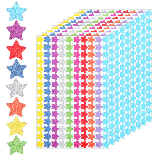 COMNICO Small Star Stickers for Kids Reward, 3000 Pcs Colorful Glitter Foil Metallic Star Stickers Holographic Rainbow Star Stickers for School Classroom Students Teacher Supplies