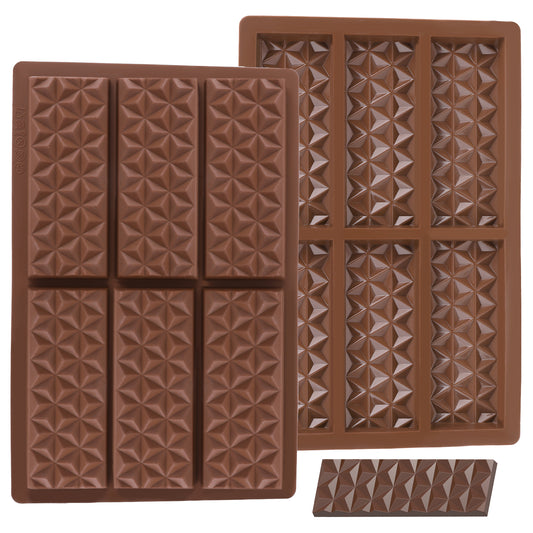 COMNICO 6 Cavities Chocolate Bar Mold, Food Grade Silicone Non-Stick Chocolate Moulds Rectangle Deep Thick Stuffed Break Apart Models for Dubai Chocolate Bar Pistachio Gummy Candy Jelly Ice Cube
