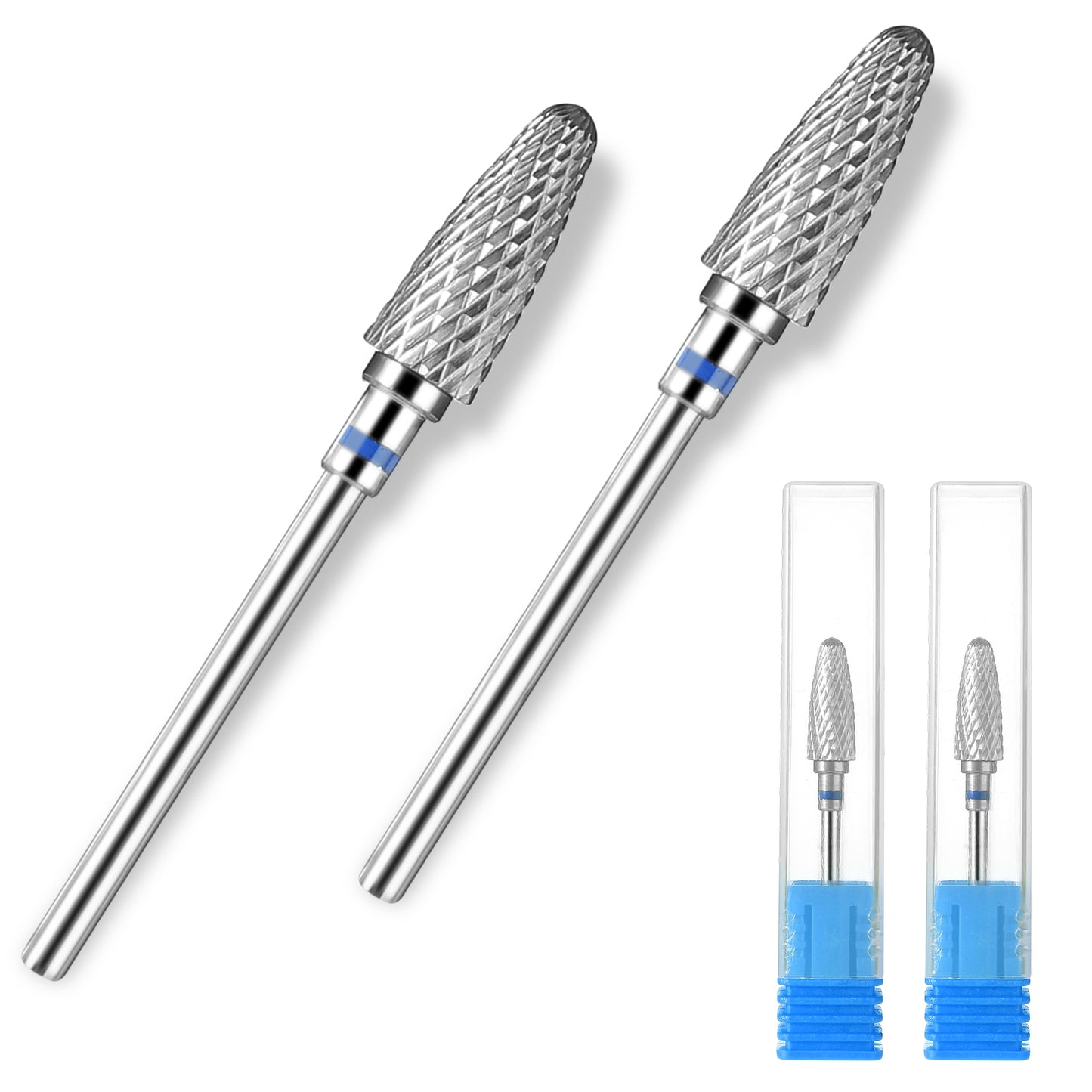 Sibba 2 Pcs Carbide Nail Drill Bit Safety Nail Drill Bits Remove Acrylic Hard Gels 3/32" Professional Cone Tungsten Drill Bits for Manicure Pedicure Polish Cuticle Cleaner