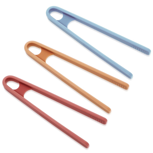 Sibba Silicone Mini Tongs 3 Pcs Small Cooking Tong Colorful Serving Kitchen Grippers Food Tips Tongs Portable Tweezer Anti Slip Fruits Grips for Fine Motor Skills Preschool Sugar Salad Snacks