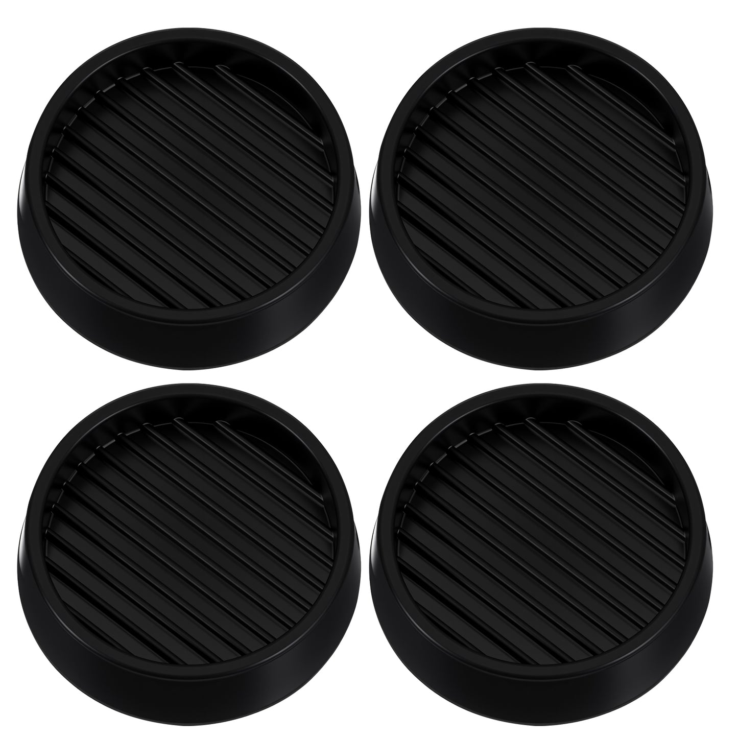 Wanmu 4 Pcs Rubber Caster Cups, 2.4x2.4 Round Non Slip Furniture Pads, Anti-Sliding Hardwoods Floor Protector, Anti-Slip Desk Gripper Coasters for Bed, Chair, Couch Stoppers(Black)