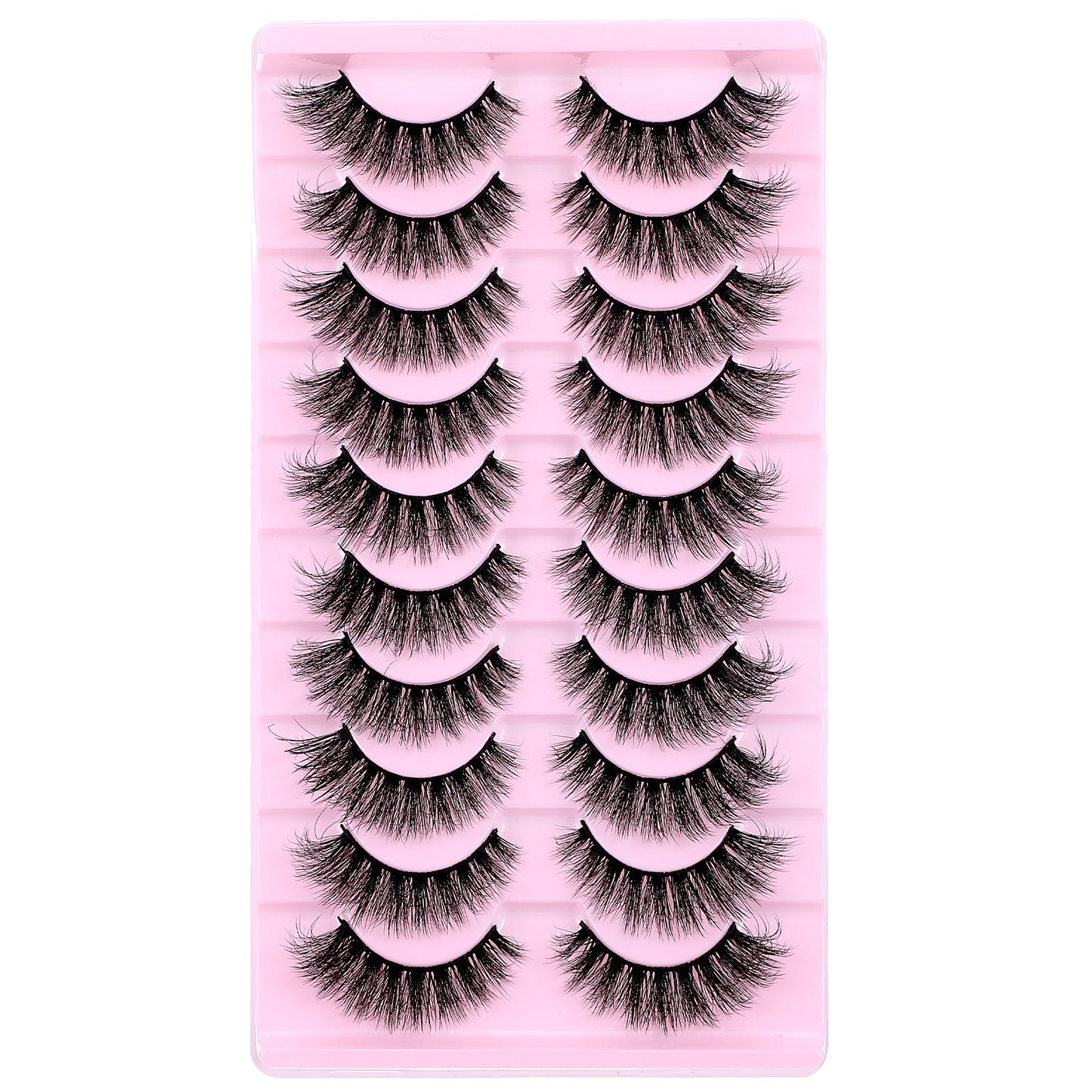 COMNICO False Eyelashes, 10 Pairs 6D Mink Lashes Natural Curl Wispy False Eyelashes Fluffy Strip Lashes Soft Looks Like Eyelash Extension for Women Girls