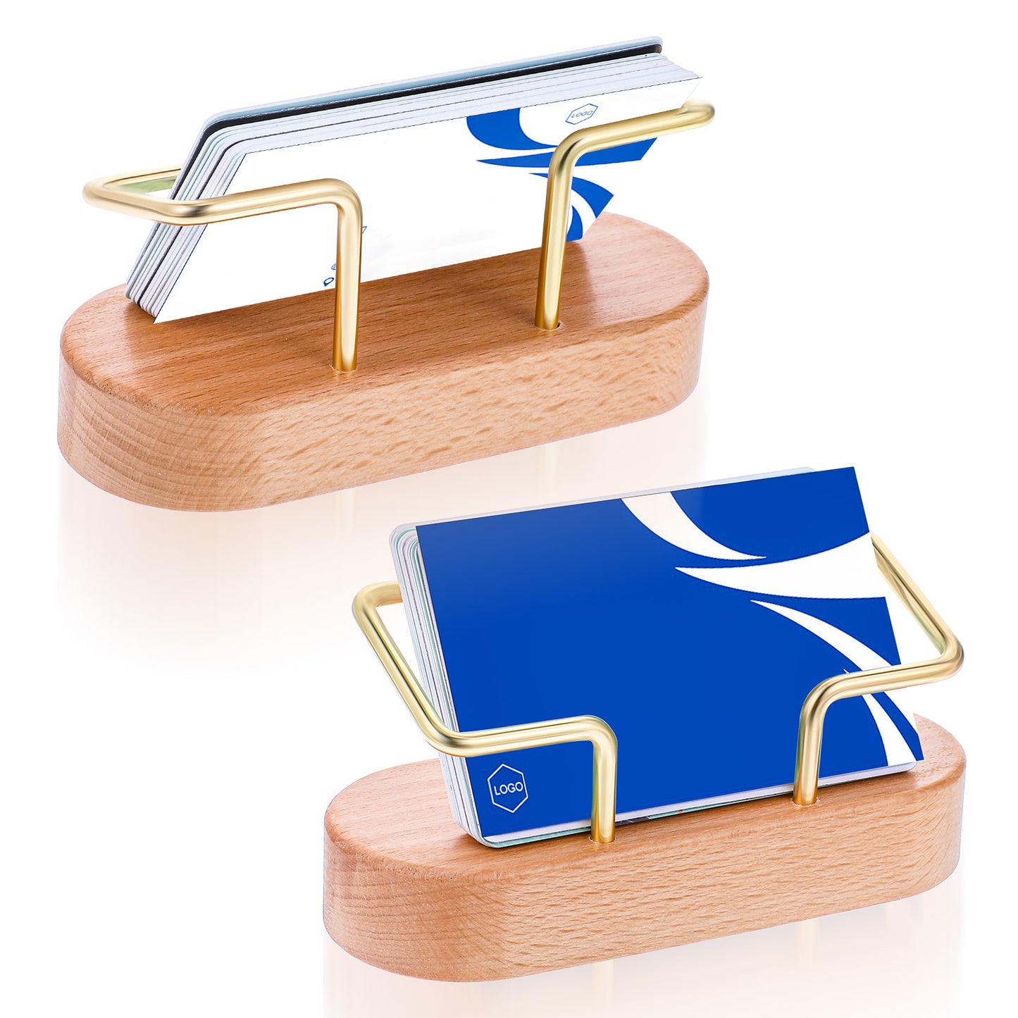 Sibba Horizontal Business Card Holder Stand for Desk Beech Wood Business Card Display Storage Rack Postcard Name Cards Holders Organizer for Office Home Desktop Countertop Exhibition Accessories