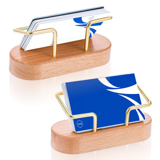 Sibba Horizontal Business Card Holder Stand for Desk Beech Wood Business Card Display Storage Rack Postcard Name Cards Holders Organizer for Office Home Desktop Countertop Exhibition Accessories