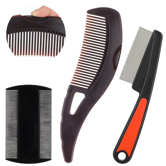 Dandruff Comb for Women 3Pcs Stainless Steel Fine Tooth Comb Lice Hair Comb Multifunctional Scalp Detoxing Comb Massage Hairbrush, and Relief Comb for Women Men Kids