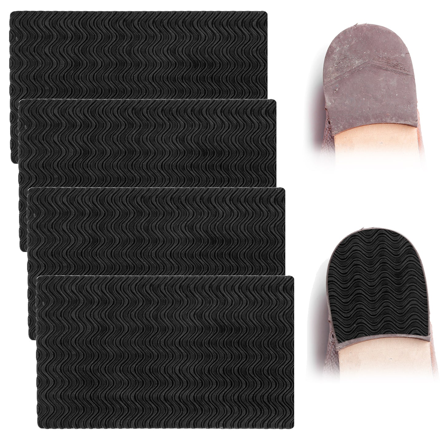 Qianyu 4 Pcs Shoe Heel Repair Kit Shoe Repair Rubber Heel Pads Replacement Sole Protectors Adhesive Anti Slip Sole Pad High Heel Bottom Shoe Grips for Women Men Repairing Leather Shoes Boot