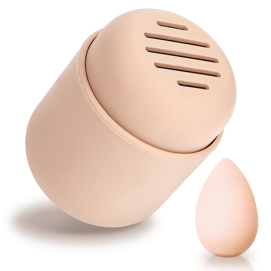 Wanmu Makeup Sponge Case, Silicone Beauty Sponge Holder with Double-Sided Vent Design for Quick Drying, Cosmetic Sponge Organizer, Make Up Puff Organizer for Compact Travel Essentials
