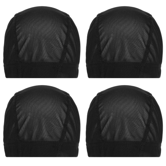 Dimeho 4 Pieces Wig Caps Black Mesh Wig Caps for Women Lace Front Hair Net for Long Hair Making Wig Halloween Cosplay Stretchable