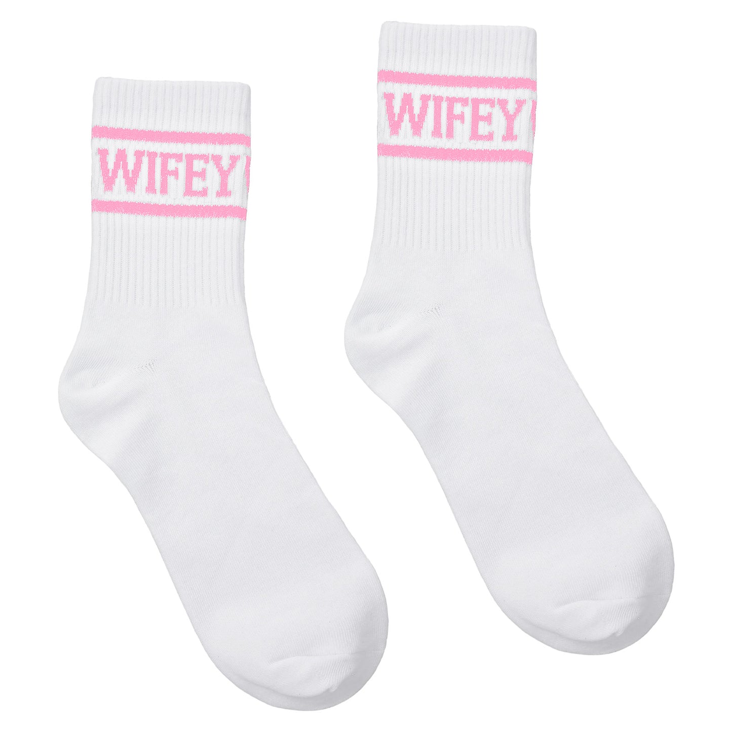 Ptwola 1 Pairs Wifey Bride Socks White Cotton Bridesmaid Soft Bachelorette Sock Bride Socks Bridal Shower Gifts for Brides Wife Wedding Party Engagement Valentine's Day