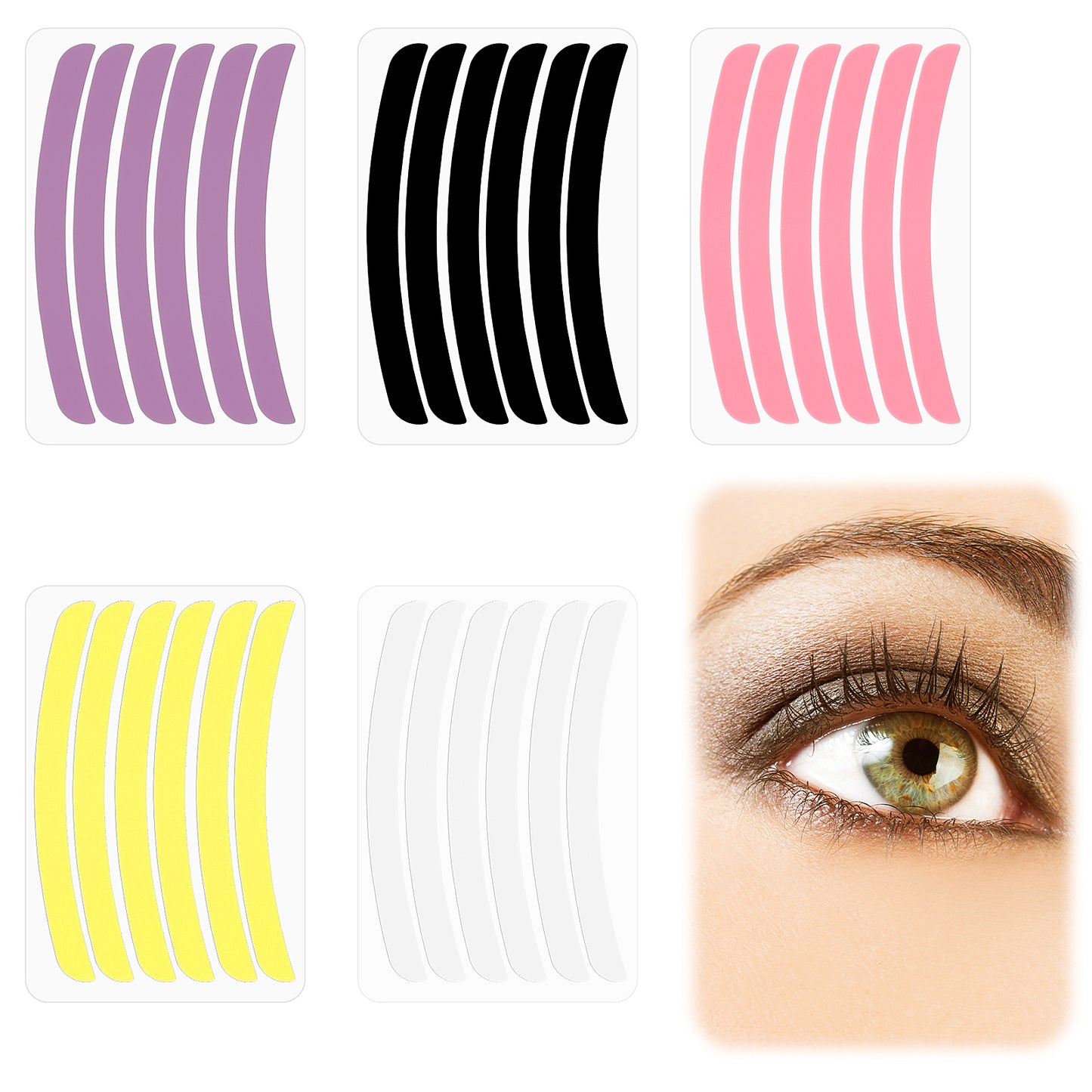 Dimeho 30 Pcs Lash Lift Ribbon Kit, Silicone Lash Lift Pads Lash Lift Rods Soft Stripes Lash Lift Tool Eyelash Perm Covers Lash Lifting Compensator Ribbon for Eye Lashes Lifting Perm Roller (5 Colors)