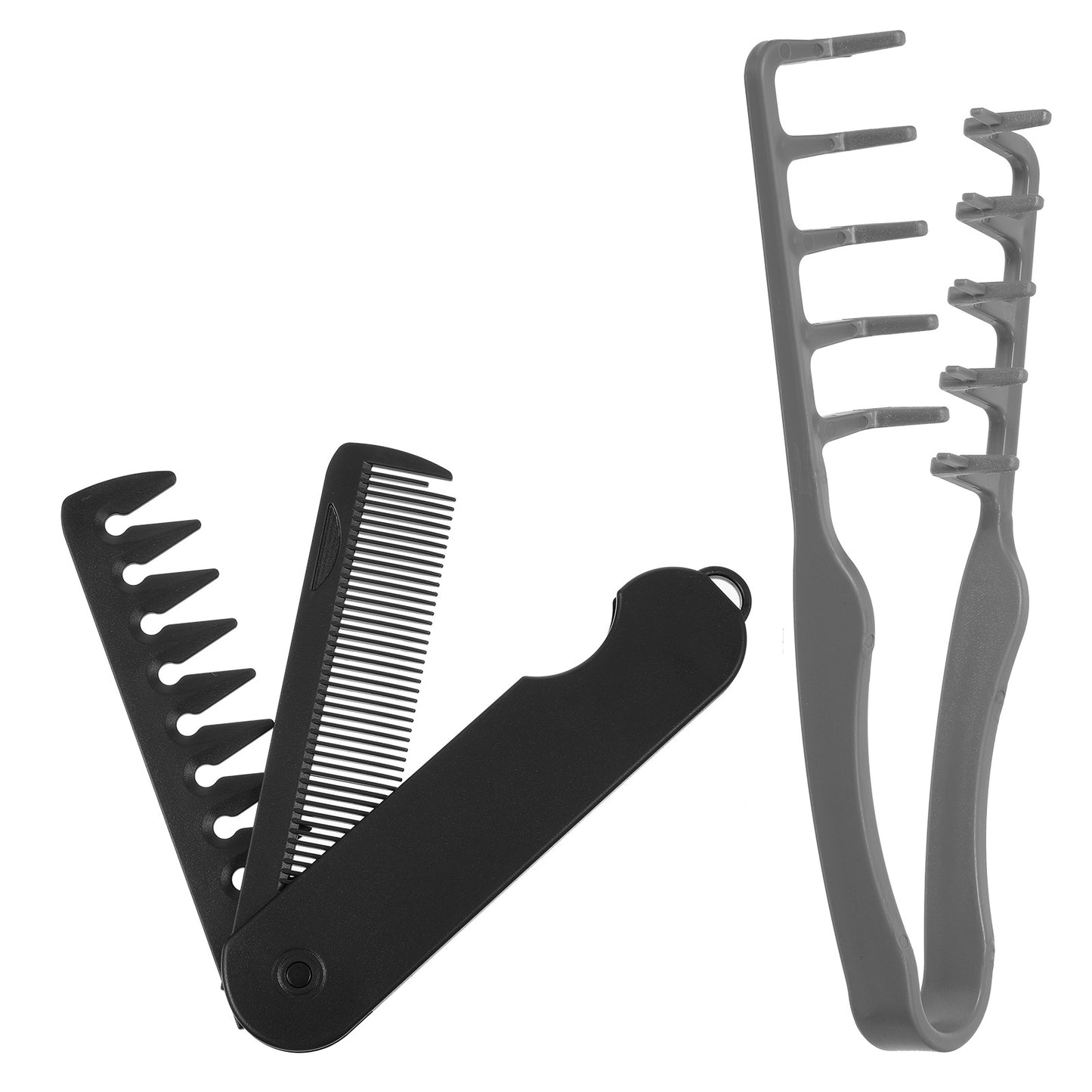 2Pcs Voluminous Wide-toothed Hair Comb Travel Folding Design Wide Fine-toothed Dual-purpose Set Men's Fluffy Texture, Bangs Seam Grooming Accessory for Women Men with Textured Grip
