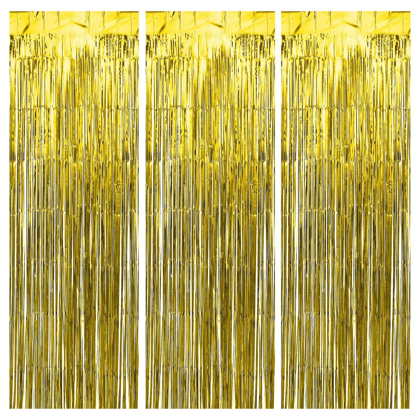 3 Pack Gold Foil Fringe Backdrop Curtains 3.2ft x 6.5ft Backdrop Party Decorations Photo Booth Streamer Backdrop Tinsel Streamers Birthday Party for Graduation Shower Gender Reveal Disco Bachelorette