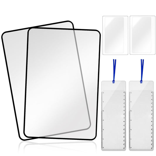 6 Pcs Page Magnifying Sheet 3X Lightweight Clear Ruler Magnifier Full Page Optical Fresnel Lens for Reading Small Prints Maps Books People with Low Vision Elderly Maps Bible Magazines