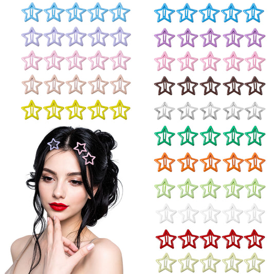 Star Hair Accessories 80pcs Colorful Metal Non-Slip Snap Hair Clips Multicolor Star Hairs Clips Y2K Accessories for Girls Cute Metal Hairs Barrettes Kawaii Rave Hair-Accessories for Women