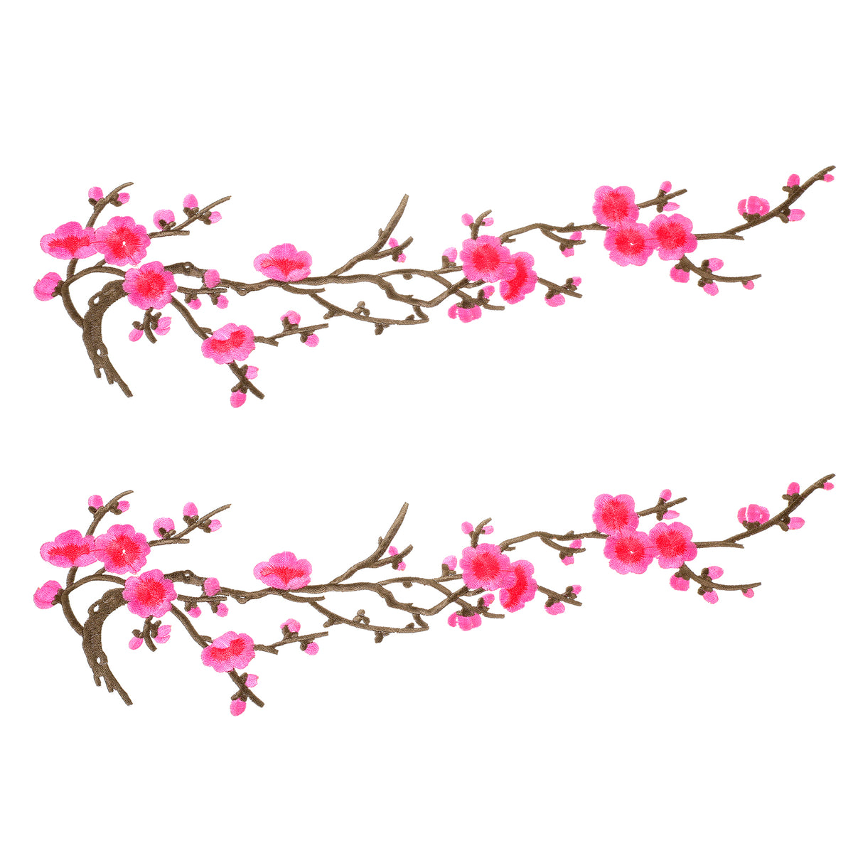 Gjinxi 2 Pcs Embroidery Plum Blossom Iron Patches Flower Vines Sew Applique
