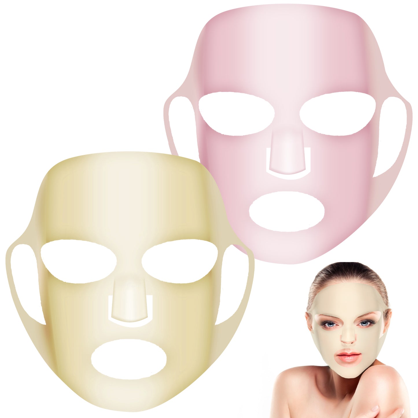 COMNICO 2 Sheets Silicone Face Mask Cover, Reusable Anti-Wrinkle Face Mask Holder Moisturizing 3D Facial Mask Cover Prevent Evaporation Falling Skincare Beauty Spa(Gold + Pink)