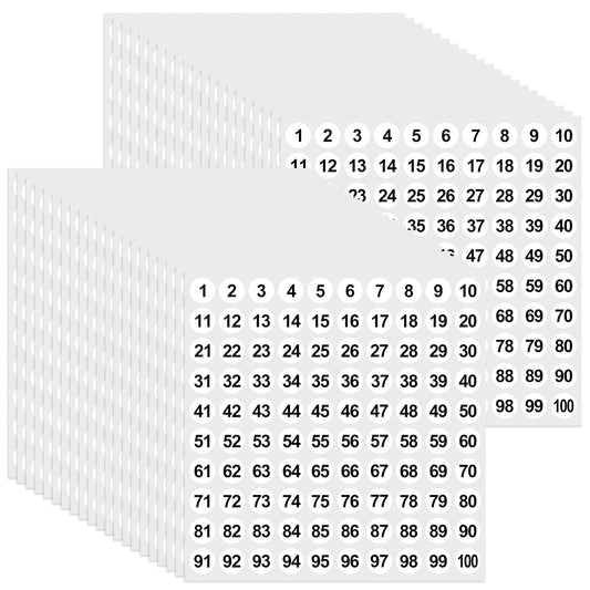 5000 Pcs 0.4 Inch 1 to 100 Number Stickers Small Number Dot Labels Consecutive Numbered Round Labels Sticker for Removable Self Adhesive Inventory Storage Organizing Boxes Bins Toolbox Locker Office