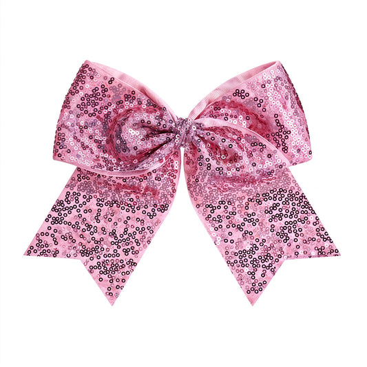 2Pcs Glitter Cheer Bow Clip Sequin Ponytail Holders Large Cheerleading Hair Bow 7Inch Jumbo Alligator Clips Blue Hair Accessories for Woman Girl Teen Softball Cheerleader Outfit Uniform Sport(Pink)