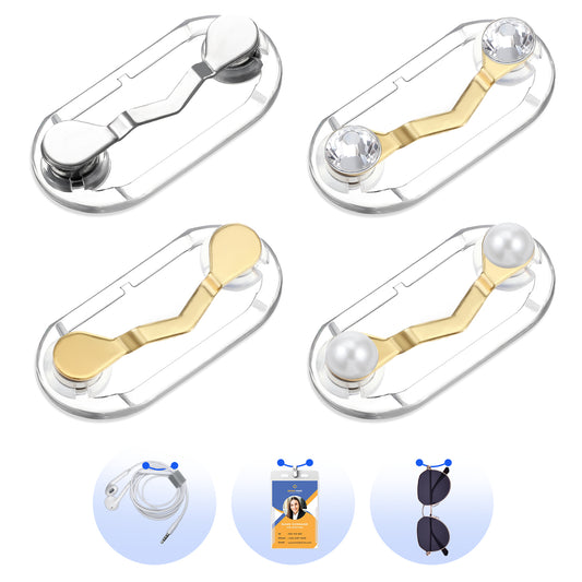 Sibba Eyeglasses Holder 4 Pcs Reading Glasses Holder Pin Sunglass Holder Lightweight Eyewear Retainers Name Tag Broach Pen Holder Labels Broche Eye Glass Holder Clothes Pins Clips