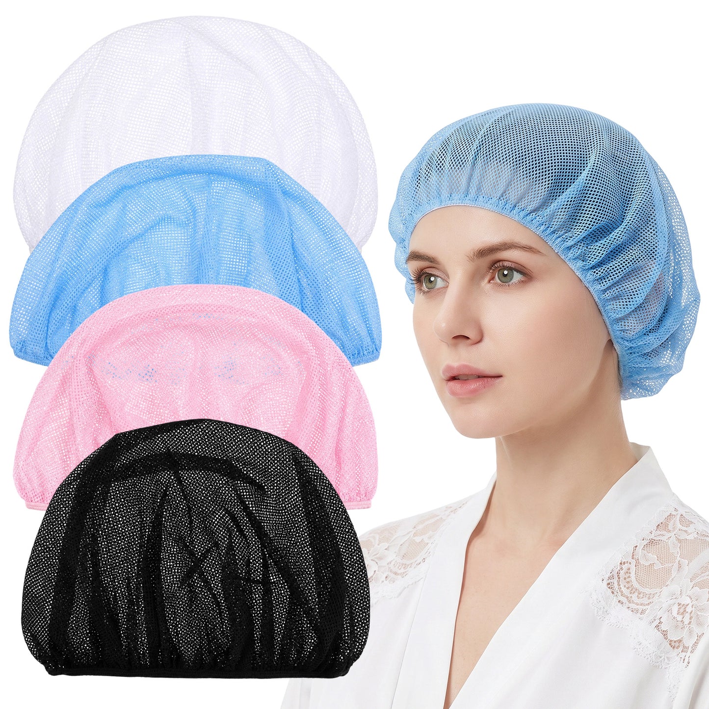 Hadnves 4 PCS Mesh Hair Nets for Sleeping Mesh Sleep Bonnet Sleep Cap