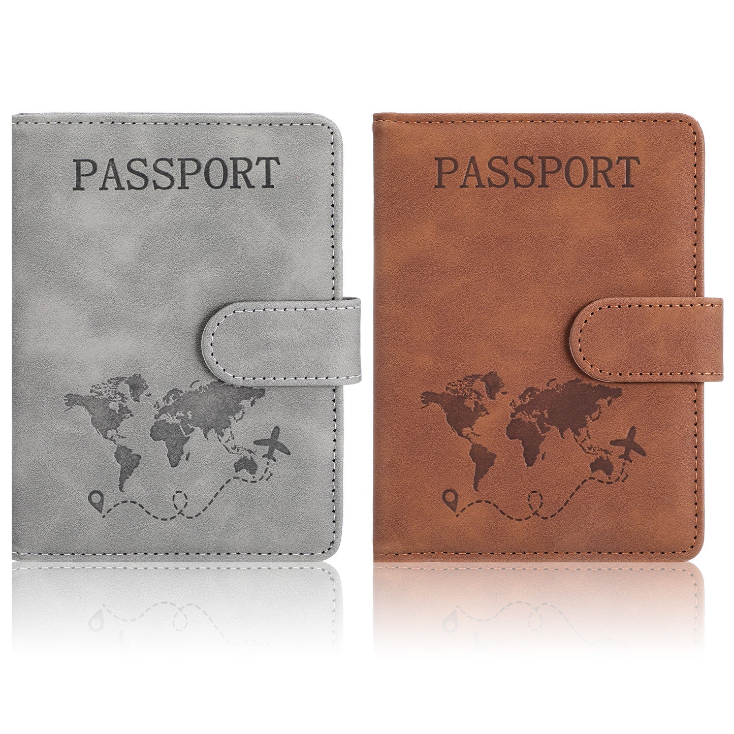 Wanmu 2Pcs Passport Holder for Travel Essentials, Waterproof RFID Blocking Travel Wallet Passport Holder, PU Leather Passport Book Card Holder Case, Passport Book Cover for Women and Men