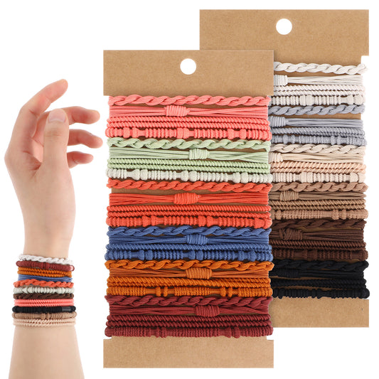 48 PCS Boho Hair Ties for Women Elastic Hair Tie Bracelets Soft Dual-Use Scrunchie Bracelet Ponytail Holders No Damage Hairs Accessories for Women Girls Thick Thin Long Curly