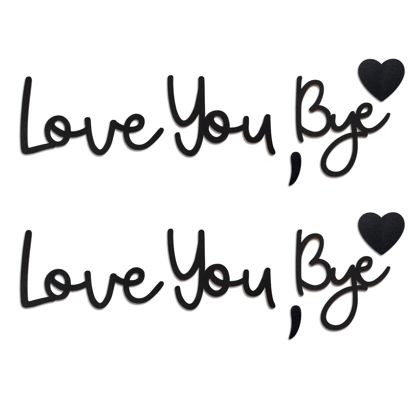 2 Set Love You Bye Wood Sign Home Decor, Black Modern Home Decor Unique Wooden Entryway Hallway Wall Art Decorations with Double-side Stickers, Express Love and Warmth Family Sign Decorations(Comma)