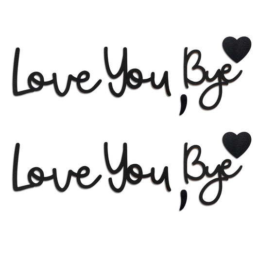2 Set Love You Bye Wood Sign Home Decor, Black Modern Home Decor Unique Wooden Entryway Hallway Wall Art Decorations with Double-side Stickers, Express Love and Warmth Family Sign Decorations(Comma)
