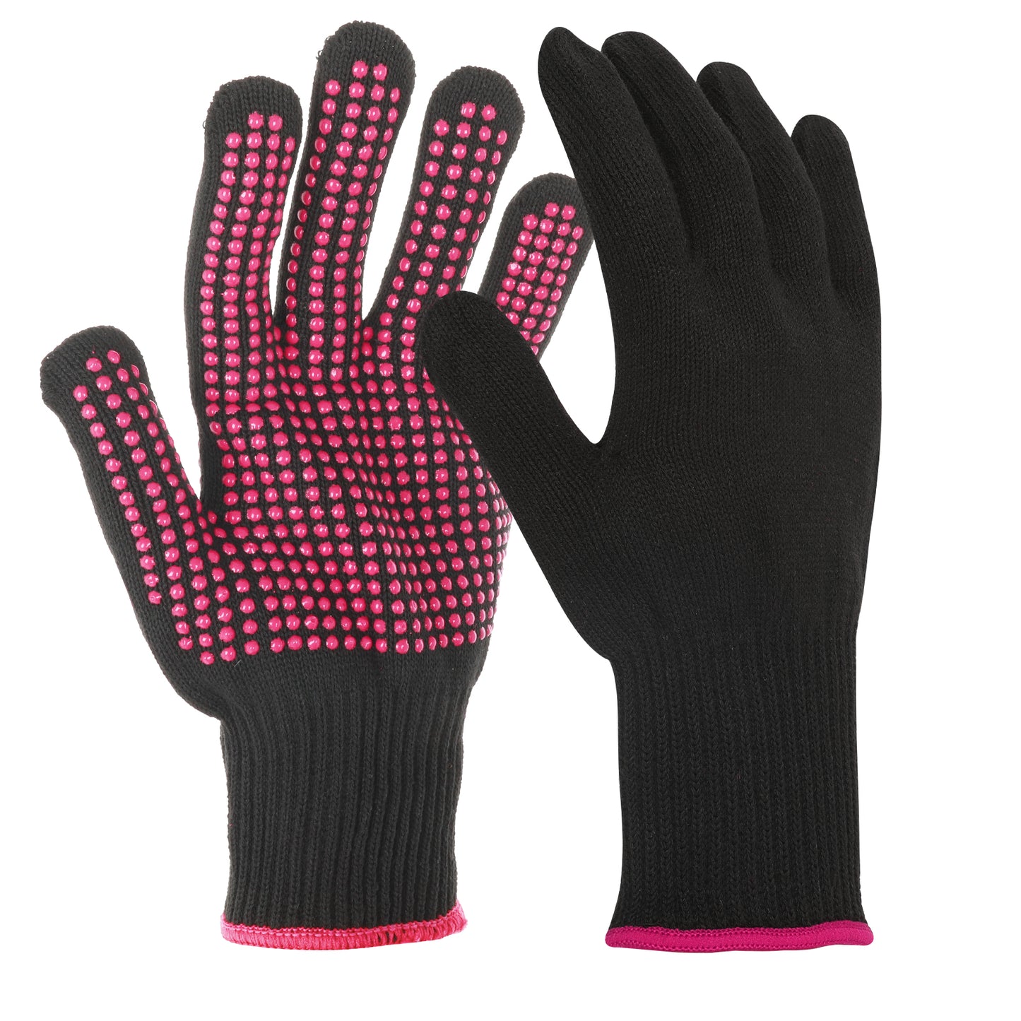 Dimeho 2 Pcs Professional Heat Resistant Glove Non Slip Silicone Bump, Heat Proof Glove Mitts for Hair Styling, Heat Blocking Work Gloves for Women Prevent Burns For Hair Styling Curling Iron Wand
