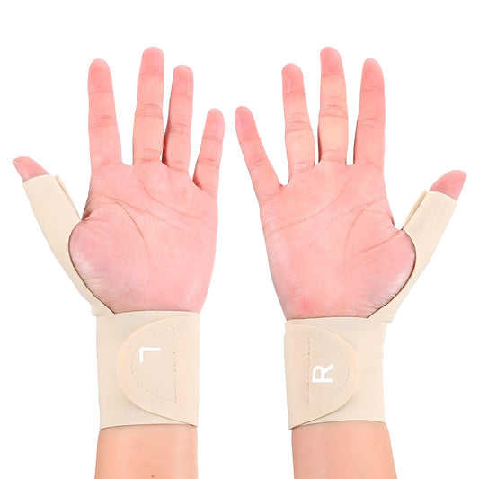 Wanmu 2 Pcs Thumb Wrist Brace Compression Sleeve for Women and Men, Elastic Protector Support Glove Fits Both Hands for Arthritis Pain Relief, Tendonitis, Sprains, Sports (Skin Color)