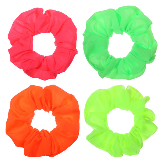 Wanmu 8Pcs Neon Hair Scrunchies, Elastic Hair Bands and Ponytail Holders, 80s Neon Hair Ties, 80s Hair Accessories for Women, Soft Scrunchy Solid Colors