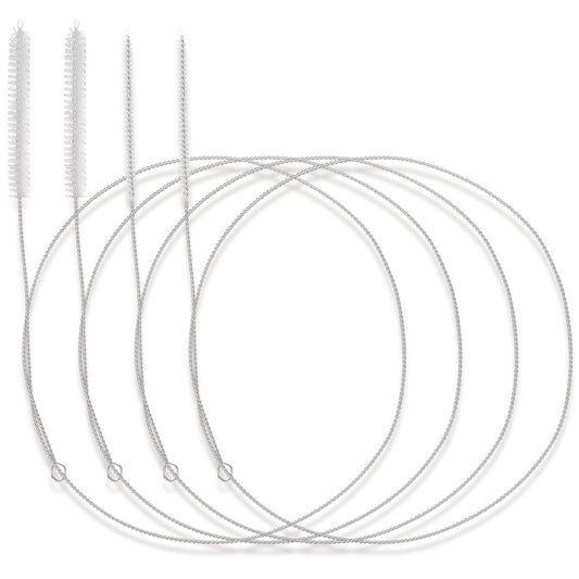4 Pcs Bristle Tip Long Tube Cleaners Flexible Feeding Tube Brush Slim Drain Hole Cleaning Tool Soft Nylon Bristles Head Brush 40 Inches Plug Hole Cleaning Brushes for Refrigerator Kitchen Sunroof