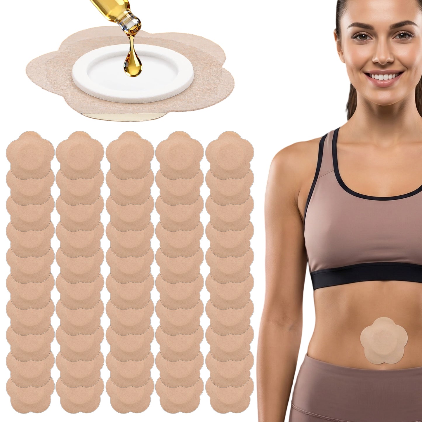 50PCS Castor Oil Patches Belly Button Castor Oil Pads Belly Button Patch