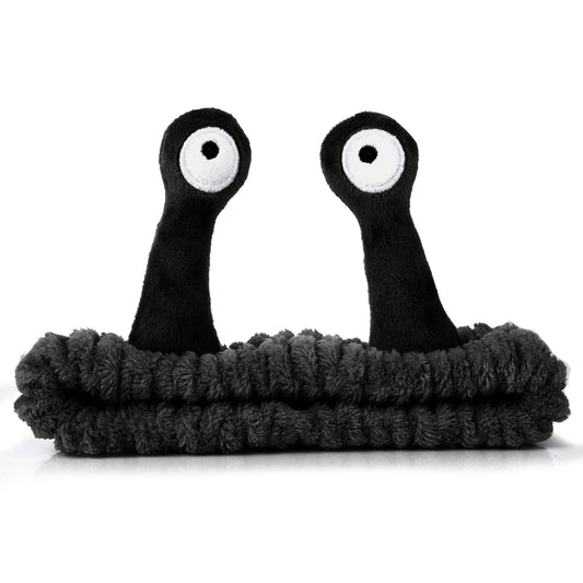 Sibba Face Wash Headband Snail Headbands Spa Hair Bands Makeup Headbands Cute Cartoon Coral Fleece Elastic Headband Creative Hair Accessories for Washing Face Shower Sports Beauty Skincare (Black)