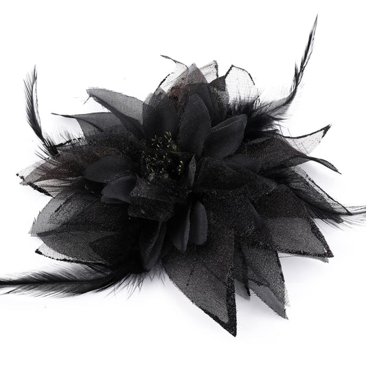 Sibba Flower Hats Clip Tea Party Corsage Hairpin Barrette Black Floral Feather Hair Pin Butterfly Supplies Dresses Headband Set (Flower Stamens Style)