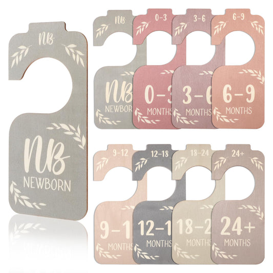 COMNICO 8PCS Wooden Baby Closet Dividers, Colorful Double-Sided Baby Closet Organizer Clothes Hanger Dividers for Newborn to 24 Months Size Clothes Boho Nursery Decor