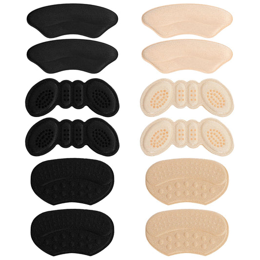 12 PCS Heel Pads for Shoes Too Big, Back of Heel Cushion Inserts Pads, Adhesive Back of Heel Grips Inserts for Boots, Too Big Loose Shoes, Reusable Heel Guards Liners Anti Blister Heel Protectors