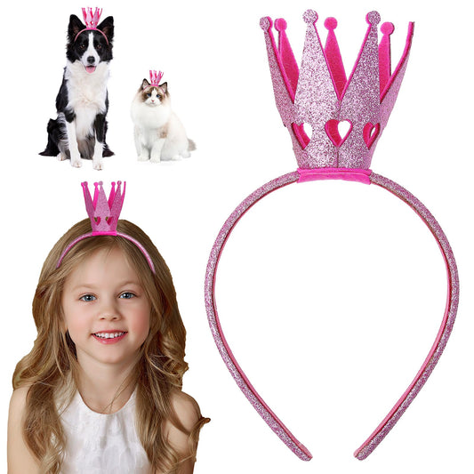 Sibba Shiny Crown Headband Glitter Hairband Crystal Tiaras Rhinestone Headwear Princess Head Band Beautiful Diamonds Queen Hair Accessories for Women Party Decorations Birthday (Rose red)
