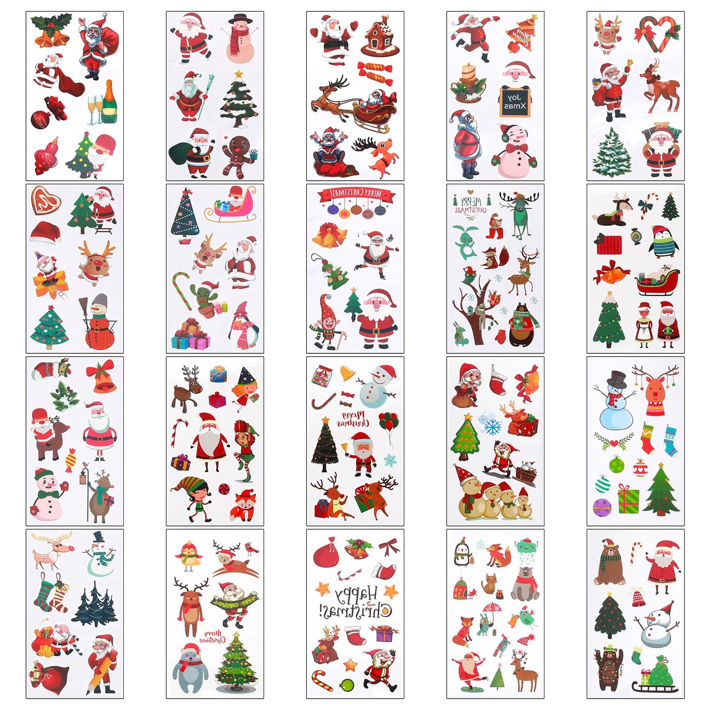 Sibba 178 Pcs Christmas Temporary Tattoos Stickers for Kids Adults, 20 Sheets Fake Tattoos Stickers Cute Cartoon, Christmas Eve Tattoos for Xmas Stocking Stuffings Holiday Birthday Party Favors