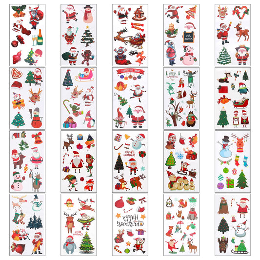 Sibba 178 Pcs Christmas Temporary Tattoos Stickers for Kids Adults, 20 Sheets Fake Tattoos Stickers Cute Cartoon, Christmas Eve Tattoos for Xmas Stocking Stuffings Holiday Birthday Party Favors