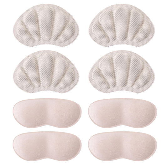 4 Pairs Heel Cushion Pads, Mesh Adhesive Heel Grips Inserts for Boots, Loose Shoes Too Big, Reusable Heel Guards Liners for Women Men, Anti Blister Shoe Liners Heel Protectors Improve Shoe Fit
