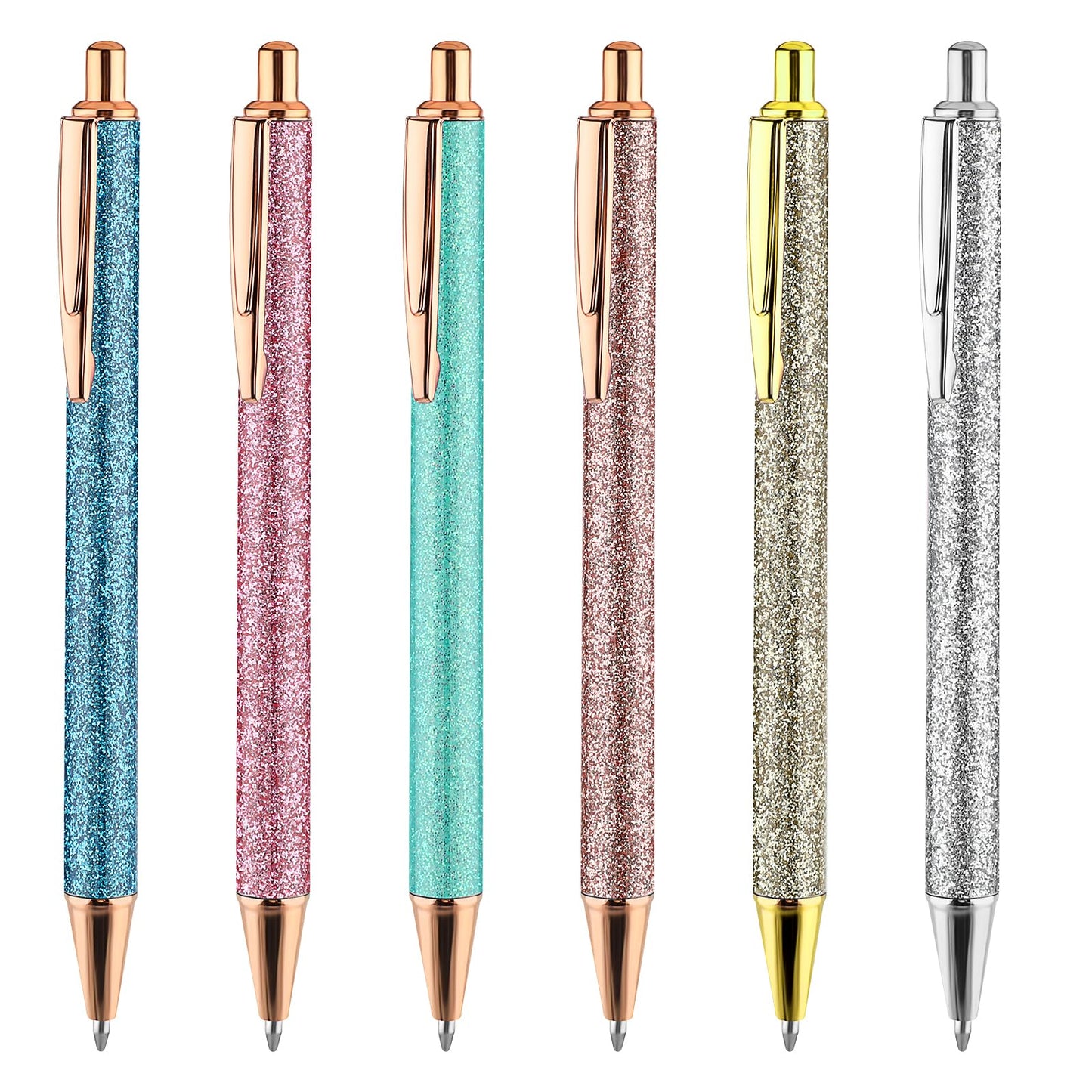 Sibba 6 Pack of Ballpoint Pens, Metal Retractable Gift Pens, Comfortable Writing Journaling Pens, Pretty Fancy Decorative Ball Point Pen for Men Women, Cute Pens Office Supplies