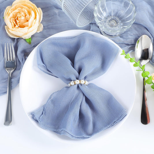 COMNICO 5 Pack Cheesecloth Napkins Washable Reusable 20 x 20 Inches Delicate Rustic Linen Table Dinner Napkins for Thanksgiving Christmas Wedding Party Restaurant Hotel Dinners Decoration