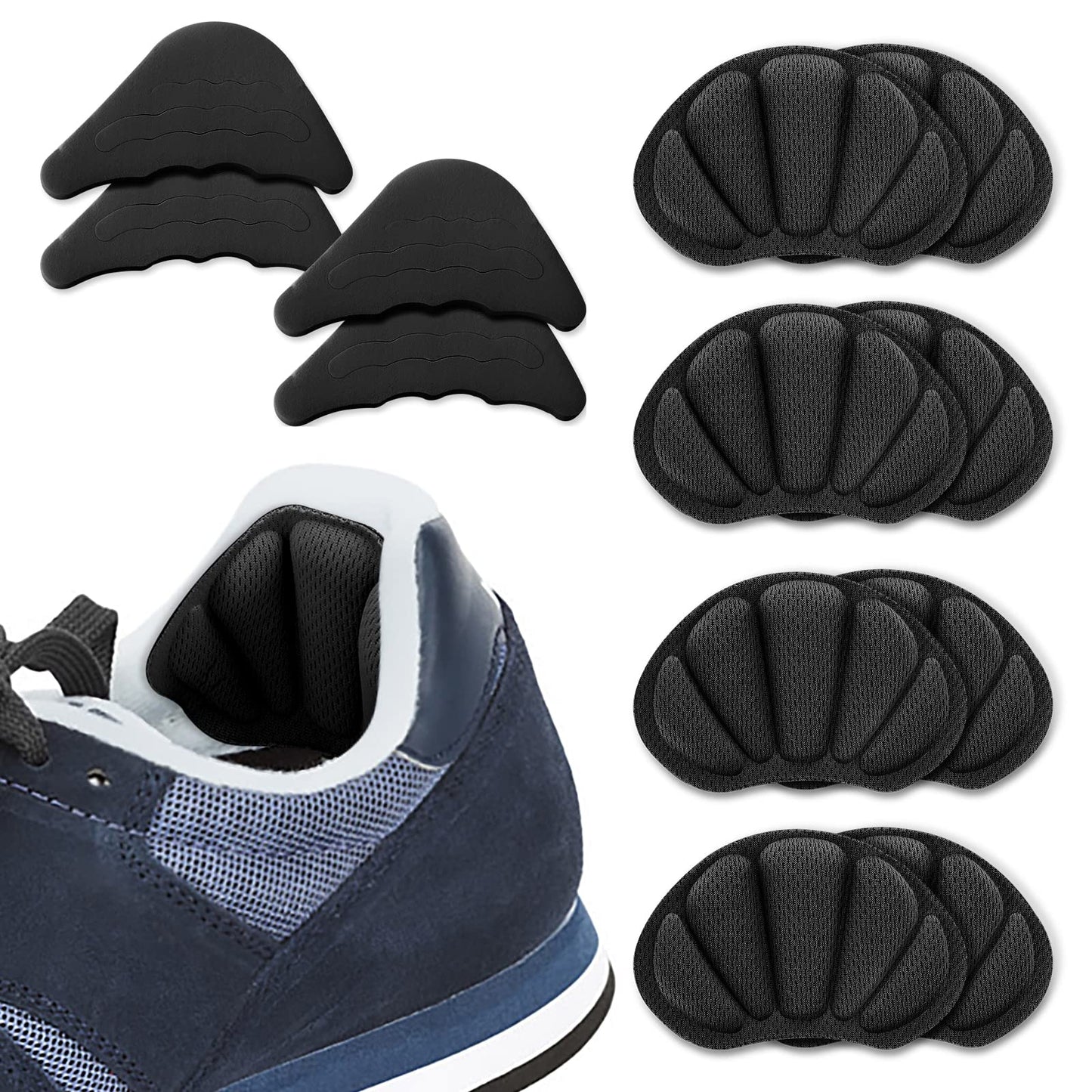 Sibba 6 Pairs Shoe Fillers for Big Shoes includes 2 Pairs Adjustable Toe Filler Inserts and 4 Pairs Heel Grips Liner Insert Preventing Too Big Shoe Relieve Pain Foot Care Protector